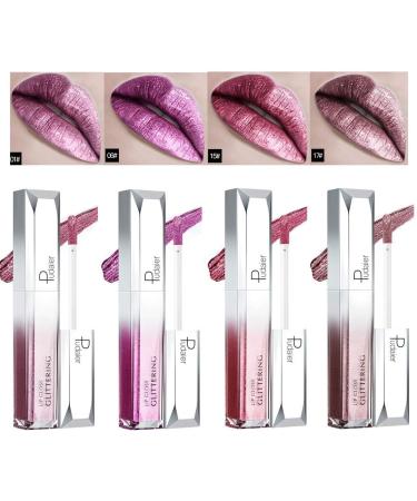BEEXY 4 Color Metallic Lipstick Set Long Lasting Waterproof Velvet Lipstick Kit Lipstick Pencil Perfect Gift - Buy Online on GoSupps.com