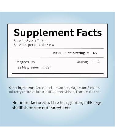 URENEWBEAUTY Magnesium Supplement 460mg per Tablet 2 Bottles (200 Tablets Total) USA Made Non-GMO Gluten-Free Supports Muscle Relaxation & Bone Health - Buy Online on GoSupps.com