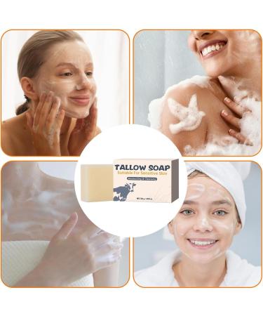 Beef Tallow Soap Bar Natural Soothing Cleanser 3.33x2.44 inches Relaxing Facial Wash Ingredients Moisturizing Body Soap for Bath Shower and Shaving - Buy Online on GoSupps.com