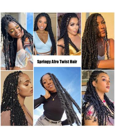 3 Packs 16 Inch Springy Afro Twist Hair - Pre-Separated Kinky Marley Twist Braiding Hair for Distressed Faux Locs, Spring and Passion Twist Styles (1B) - Buy Online on GoSupps.com