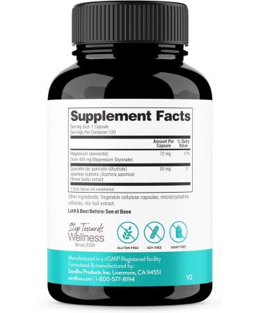 Sandhu's Magnesium Glycinate & Vitamin D3 K2 with Quercetin Capsules | Supports Quality Sleep Relaxation Immune Muscle Health & Energy - Buy Online on GoSupps.com