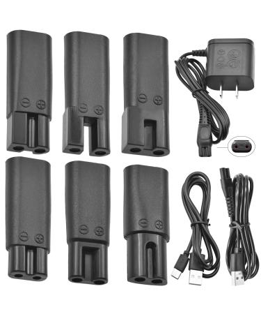 9 pieces improves razor charger set - 5V charging cable and power cable USB C adapter for a variety of electric hair clip razors beard cutters care devices air purifiers improved 9 plugs
