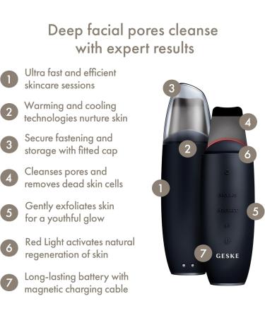 Geske SmartAppGuided Microcurrent Skin Scrubber & Blackhead Remover - 9 in 1 Anti-Aging Skincare Tool for Professional Face Cleaning & Lift - Buy Online on GoSupps.com