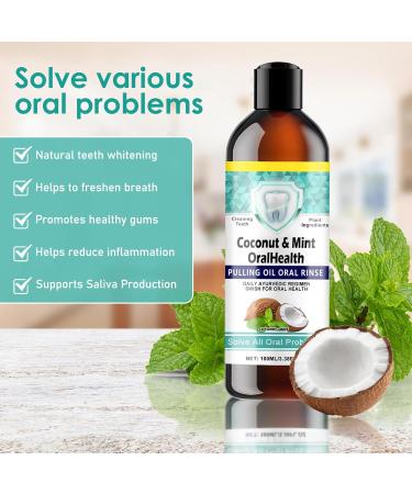 Natural Oral Care Oil - Coconut & Peppermint - 100ml Mouthwash for Fresh Breath Teeth Whitening & Gum Health - Buy Online on GoSupps.com