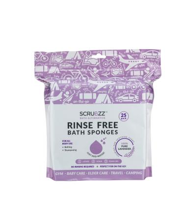 Scrubzz Disposable No Rinse Bathing Wipes - 25 Pack - All-in-1 Single Use Shower Wipes, Simply Dampen, Lather, and Dry Without Shampoo or Rinsing (Lavender, 1-Pack)