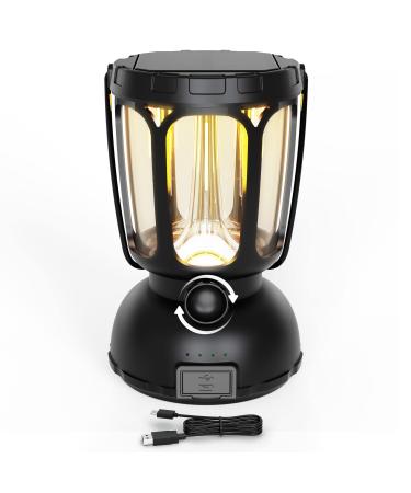 LED Camping Lantern Rechargeable,650 Lumens,3 Light Modes,6000mAh Power Bank,IPX4 Waterproof,Stepless Dimming Solar Hand Crank Lantern Flashlight for Power Outage,Hurricane Emergency,Hiking,Home