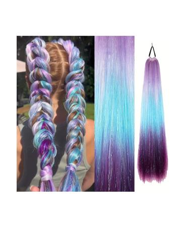 Ponytail Extensions Colorful Straight Ponytail Extension with Elastic Hair Tie Ombre Braiding Hair 26 inch Rainbow Color Braiding Ponytail Extension for Girls Kids Ponytail Hair Extensions (Color : 0 26inches 001