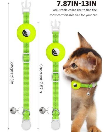 Buy Luminous Yellow Airtag Cat Neck Band | Reflective Kitten Collar with Bell | Light Tracker for Young Cats - Buy Online on GoSupps.com