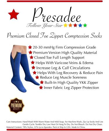 Premium Navy Compression Socks 20-30 mmHg for Leg Swelling | Closed Toe YKK Zipper - International Shipping Available - Buy Online on GoSupps.com