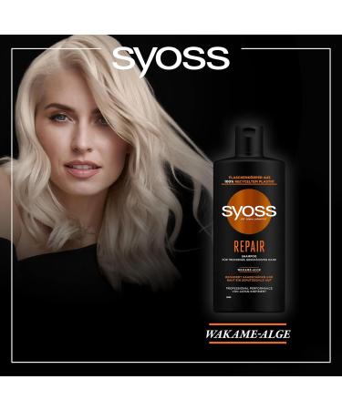 Syoss Repairing Shampoo (440 ml) Shampoo for dry and damaged hair Repairing shampoo prevents hair damage Formula with amino complex & Wakame algae - Buy Online on GoSupps.com