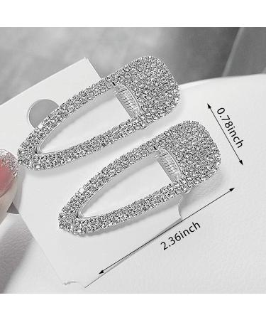 Glittering Rhinestone Hair Clips - 2PCS Silver Barrettes for Women & Girls | Hair Pins & Accessories - Buy Online on GoSupps.com