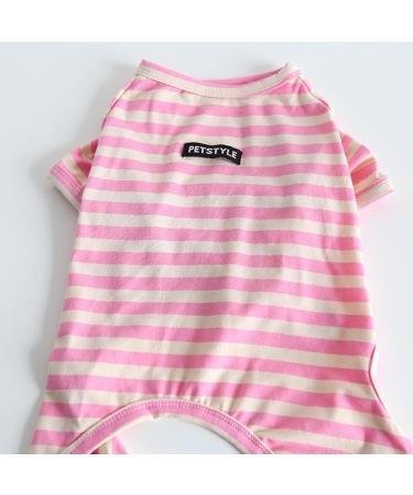 BT BEAR Dog Clothing - Colorful Striped Pajamas for Bulldogs & Puppies - Soft Cotton One-Piece Costume (XL Pink) | Perfect for Small & Medium Dogs - Buy Online on GoSupps.com