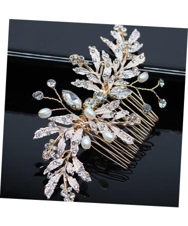 DOITOOL Gold Side Comb Hair Crystals Decor Alloy Hair Comb Hair Claw Hatchet Comb Floral Headpiece Crystal Flower Comb Rhinestone Headpiece Crystal Decor Accessories Pearl Bride - Buy Online on GoSupps.com