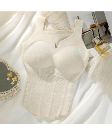BH Women s Autumn Winter V-Neck Thermovest | Non-Coloring Knitted Wool Top with Breast Pads | Comfortable Underwear for Women - White - Buy Online on GoSupps.com