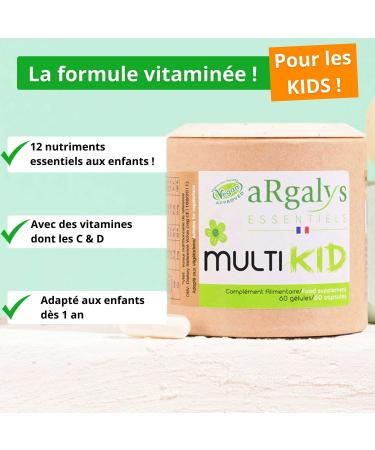 Multivitamins and Minerals for Children - 60 Days - 12 Vitamins and Minerals - Vitamins D C B12 B6 - Immunity Defenses Growth - From 1 Year 1 - Argalys - Buy Online on GoSupps.com