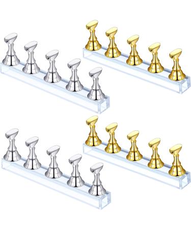 4 Sets Chess Nail Display Acrylic Nail Display Stand Tips Holder Magnetic Nail Practice Stand Fingernail DIY Nail Stand for False Nail