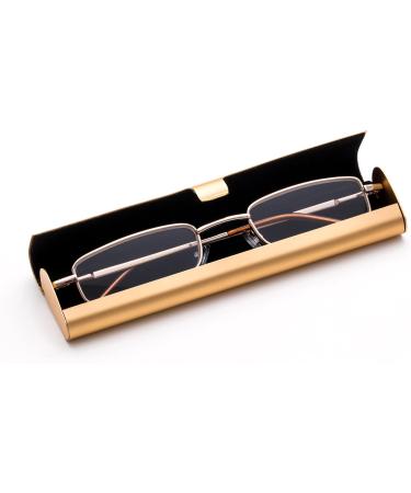 Newbee Fashion Portable Reading Glasses - Lightweight Metal Rectangle with Aluminum Case | 3 Pack Gold 1.75 | Slim Design & Comfort Fit - Buy Online on GoSupps.com