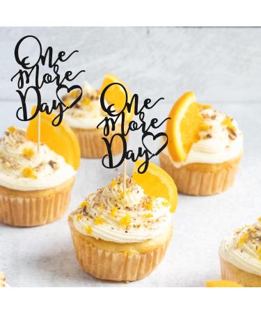 Arthsdite 24Pcs One More Day Cupcake Toppers Glitter Wedding Rehearsal Dinner Cupcake Picks Decoration for Wedding Countdown Theme Party Cake Decorations Supplies - Black Glitter - Buy Online on GoSupps.com