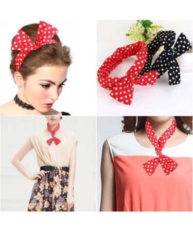 2 Pieces Women s Chiffon Head Wrap - Polka Dot & Paisley Elastic Stretch Headbands for Girls & Ladies - Stylish Hair Accessories - Buy Online on GoSupps.com