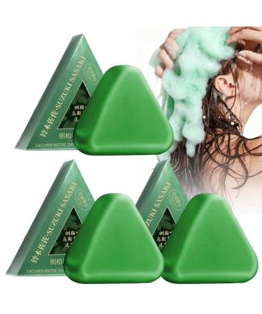 ETUCYNG Soap Shampoo Solid 3 Pieces Triangle Shampoo | Gentle Bar Control Green Oil Daily Care Scalp Types Hair Types Home Travel Bathroom
