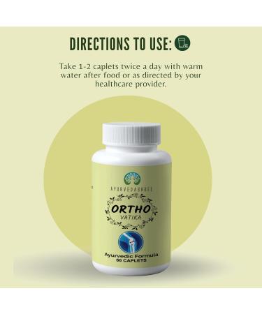 AYURVEDASHREE Ortho Vatika 60 Caplets | Ortho Herb | Orthoherb | Boswellia Serrata Herb | 60 Caplets of 1000 MG | Each 1000 MG Caplet Contains Extract of 8 Natural Herbs and Omega-3 - Joint Support - Buy Online on GoSupps.com