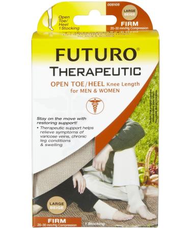 Futuro Therapeutic Support Open Toe/Heel Knee High Nude/Large/Firm