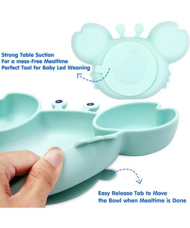 Silicone Suction Plate for Toddlers - Non-Slip Baby Bowl Dish - BPA Free - Microwave & Dishwasher Safe - Crab-cyan - Buy Online on GoSupps.com
