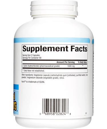 Natural Factors L-Lysine 500 mg 180 Vegetarian Capsules - Buy Online on GoSupps.com