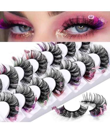 Buy Uranian Colored Faux Mink Lashes | Dramatic D Curl Russian Strip Eyelashes for Halloween - Long & Fluffy - Buy Online on GoSupps.com