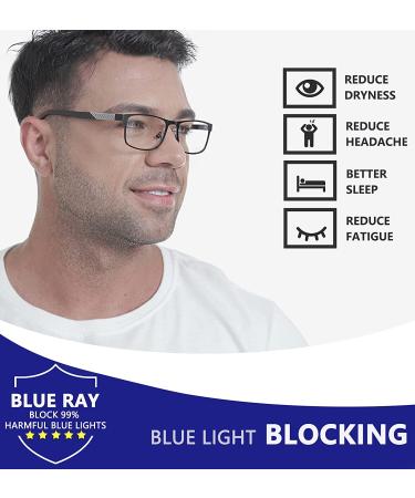 4 Pack Blue Light Blocking Reading Glasses for Men with Flexible Spring Hinge - Strength 1.50 + Bonus Sun Reader Glasses - Reduce Eyestrain and Headaches - Metal Computer Readers - 4 Mixed Colors - Buy Online on GoSupps.com