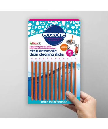 Ecozone Drain Cleaning Sticks x12 | Enzymatic Pipe Unblocker | Prevents Clogs | Natural Vegan & Non Toxic | Kitchen & Bathroom Treatment Kit - Buy Online on GoSupps.com