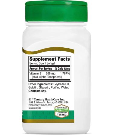 21st Century Natural Vitamin E 268 mg (400 IU) - 110 Softgels for Antioxidant Health - Buy Online on GoSupps.com