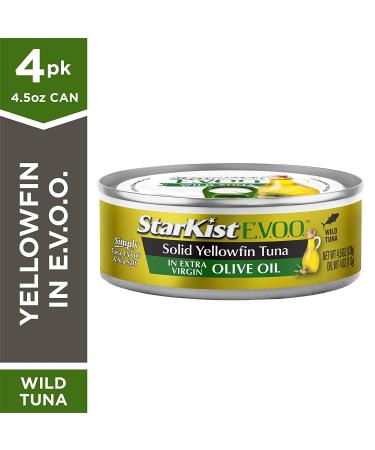 StarKist E.V.O.O. Solid Yellowfin Tuna in Extra Virgin Olive Oil - 4.5 oz Can (Pack of 4) - Premium Tuna in Olive Oil - Buy Online on GoSupps.com