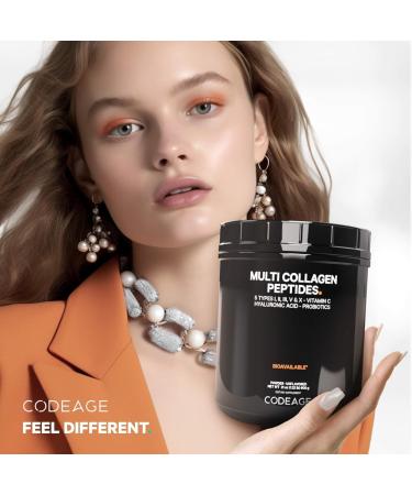 Codeage Multi Collagen Peptides + Probiotics Black Edition Vitamin C Hyaluronic Acid Powder Supplement Grass-Fed Pasture-Raised Hydrolyzed Zero Carbs Type I II III V & X Unflavored 21oz - Buy Online on GoSupps.com