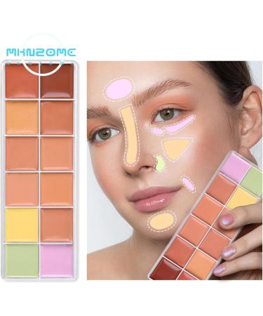 Professional 12 Color Cream Contour Palette & Brush Set - Full Coverage Concealer for Face Makeup | Perfect Gift for Women & Girls by MKNZOME - Buy Online on GoSupps.com