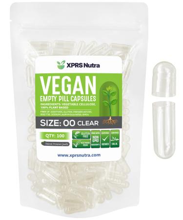 Size 00 Empty Capsules - 100 Count Clear Empty Vegan Capsules - Empty Vegetarian Pill Capsules- DIY Vegetable Capsule Filling- Veggie Pill Capsules Empty Caps 100 Count (Pack of 1) Clear