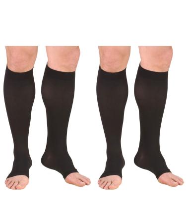 Truform Open Toe Compression Socks 30-40 mmHg 2X-Large (Pack of 2) Black