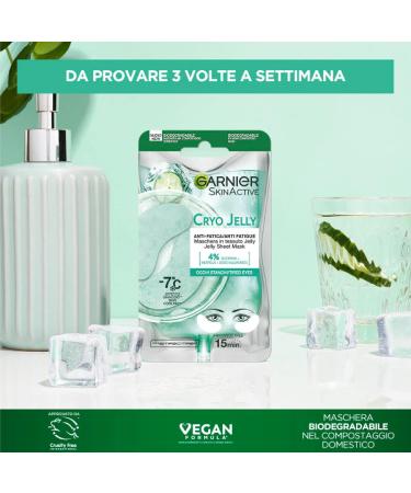  Garnier Garnier SkinActive Cryo Jelly Anti-Fatigue Fabric Eye Mask Biodegradable Hyaluronic Acid Ice Cream Against Dark Circles Vegan Formula - 5 Packs of 1 Application - Buy Online on GoSupps.com