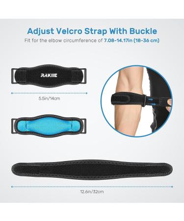 Rakiie Ellenbogen-Bandage for Tendonitis | Adjustable Tennis & Golfer's Elbow Support for Men & Women - Blue - Buy Online on GoSupps.com