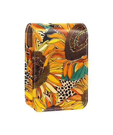 Travel Lipstick Organizer Case Lipstick Case Portable Makeup Bag With Mirror Vintage Sunflower M387m7tkvz