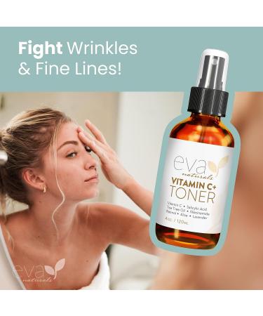 Eva Naturals Vitamin C Facial Toner - Hydrating Pore Minimizer with Witch Hazel & Rose Water - 4 Oz - Buy Online on GoSupps.com