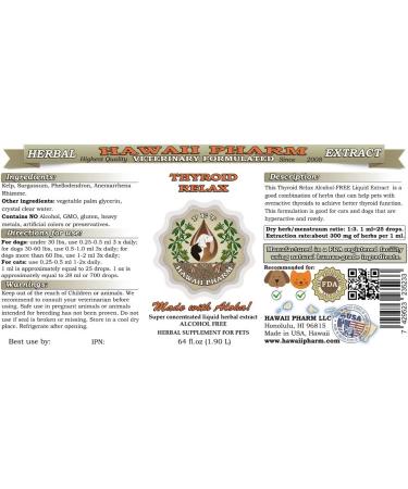 HawaiiPharm Thyroid Relax 64 oz - Veterinary Natural Alcohol-Free Liquid Extract for Pet Herbal Supplement - Buy Online on GoSupps.com
