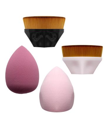 2 Pieces Foundation Brushes 2 Pieces Set of Makeup Sponges Petal Shape Soft Touch Makeup Brushes Suitable for Cream or Mixed Liquid Cosmetics