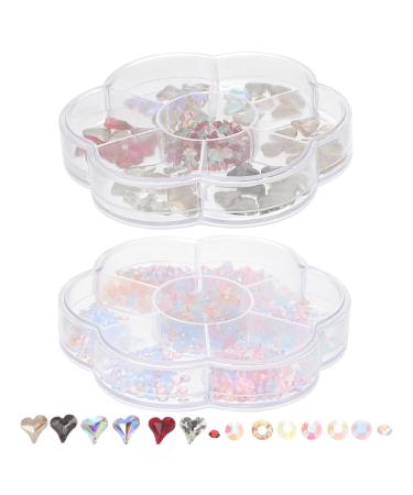 LALAFINA 2 Boxes 3d Nail Art Accessories Rhinestones for Makeup Glass Gems Crystal Decor Nail Art Jewels Glass Rhinestones Nail Gems Nail Decorations for Nail Art Acrylic Pearl Aurora 8.2X7.7X1.5CM Assorted Color 1