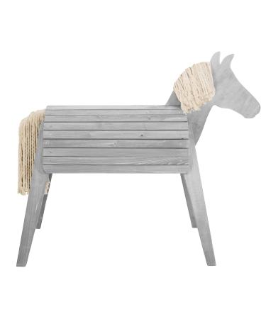 Roba wooden horse for the garden - vaulting horse with mane and tail - play horse for gymnastics and riding - wood solid - gray glazed gray