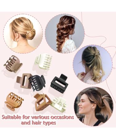 8 Pieces Small Hair Clamps - 4 cm Two-Row Teeth Clips in Matte Neutral Colors for High Ponytails - Style 1 - Buy Online on GoSupps.com