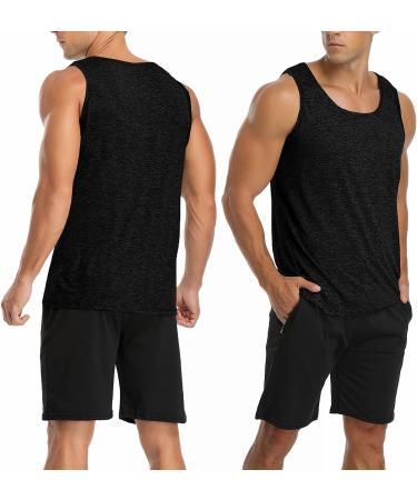 Babioboa Men's 2 Pack Workout Tank Tops - Black/Black1 (Slim Fit) Large - Buy Online on GoSupps.com