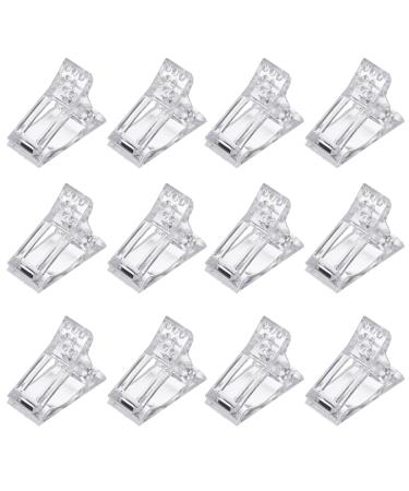 Fantesi 12 pieces polygel nail clip nail tool clip transparent nail tip clip nail tips clips nail clips for poly gel nail extension