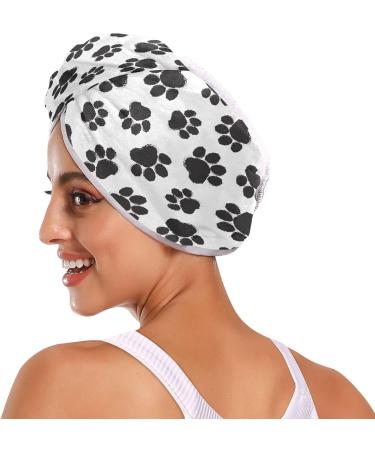 Black Graffiti Paw Dry Hair Cap Set - Quick Drying Towel & Button Headband | Super Absorbent Soft & Comfortable - International Shipping Available - Buy Online on GoSupps.com