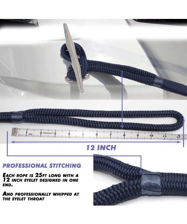 Innocegear 2 Pack Premium Navy Blue Dock Lines - 25ft Double Braided Nylon Mooring Lines for Marine Boats - Buy Online on GoSupps.com